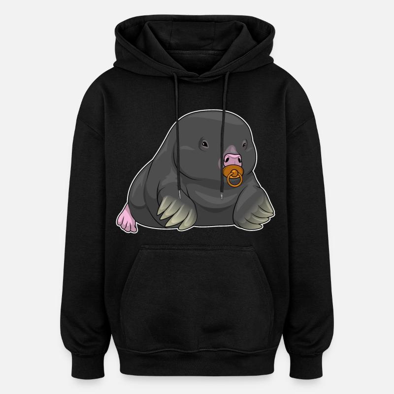 Tétine pour bébé taupe - Sweat à capuche oversize unisexe - noir