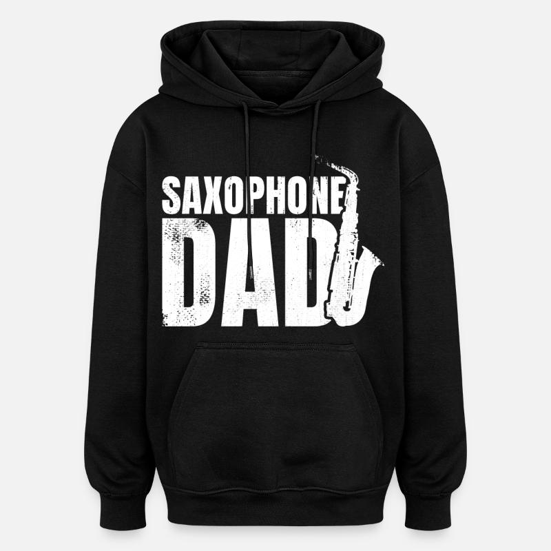 Père saxophoniste - Sweat à capuche oversize unisexe - noir