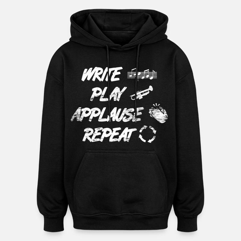 writing, playing, applause, repeating - Oversized Unisex Hoodie - black