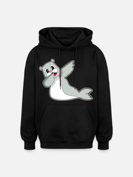 Seal Hip Hop Dance - Oversized Unisex Hoodie - black