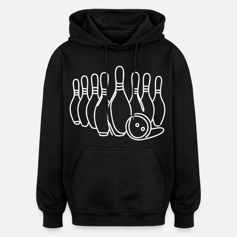 Bowling Pin Ball Drawing - Oversized Unisex Hoodie - black
