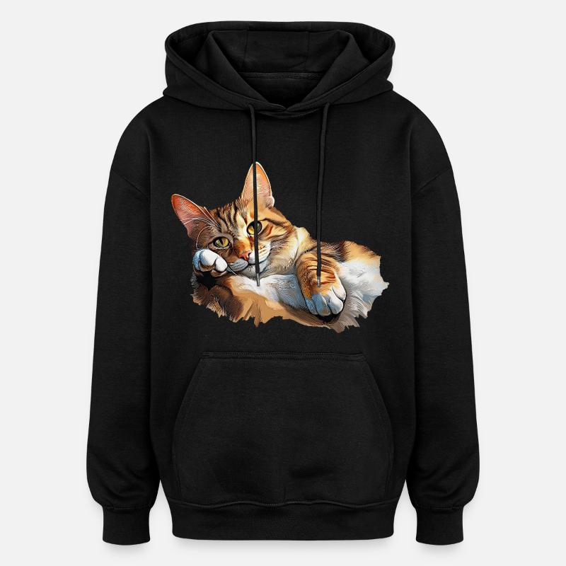 Chat - Sweat à capuche oversize unisexe - noir