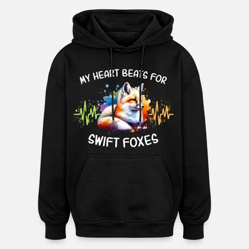 Swift Fox Heart Line - Oversized Unisex Hoodie - black