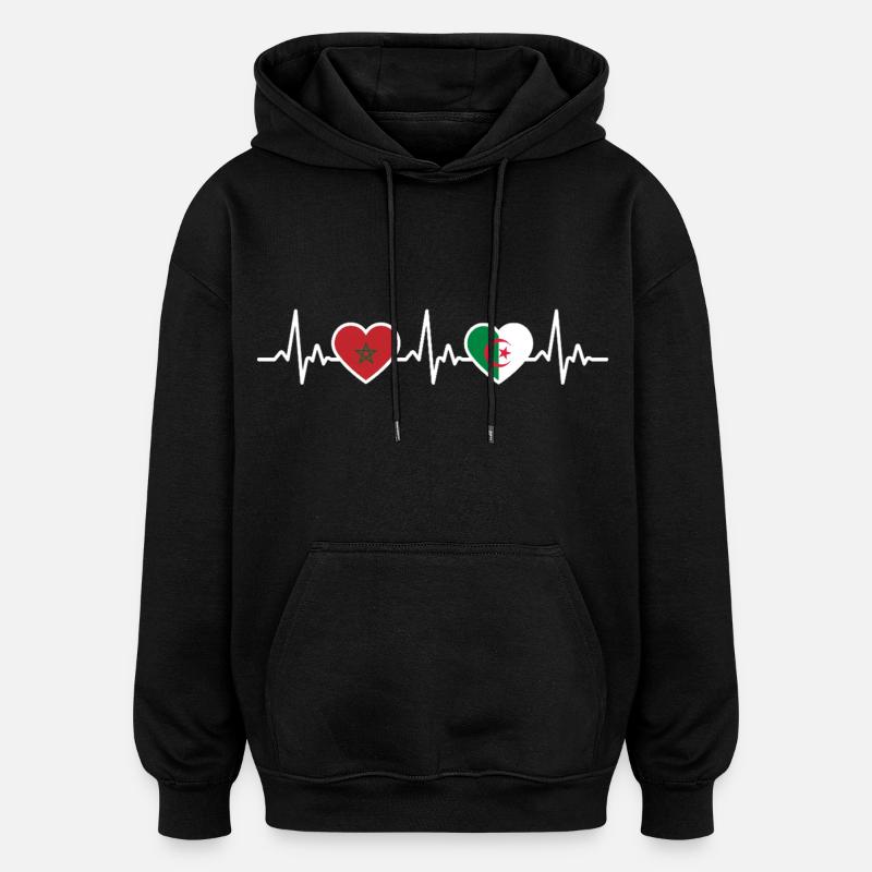 Maroc Heartbeat Algérie - Sweat à capuche oversize unisexe - noir