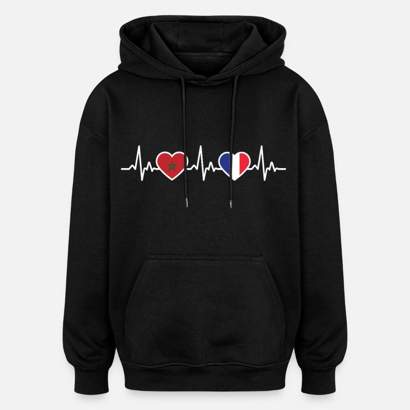 Drapeau Arocco France Heartbeat - Sweat à capuche oversize unisexe - noir