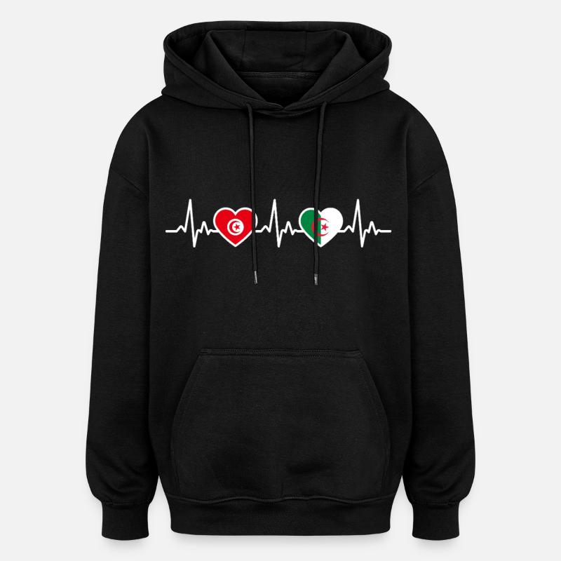 Tunisie Heartbeat Algérie - Sweat à capuche oversize unisexe - noir