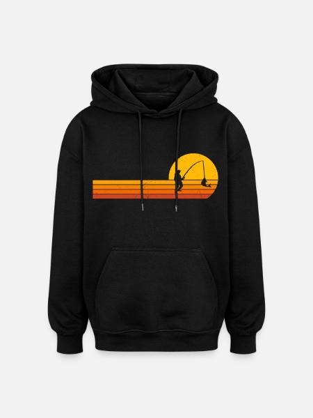 Angler Fisherman Sunrise Fishing - Oversized Unisex Hoodie - black
