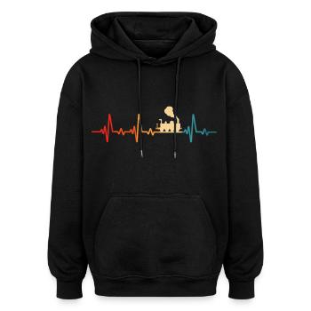 modelleisenbahn retro eisenbahn lokomotive - Oversized Unisex Hoodie - Schwarz - Vorne - Noah (186cm)
