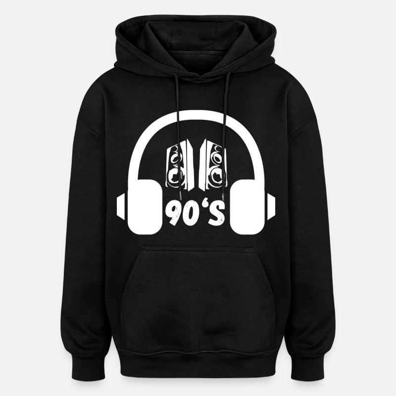 Casques rétro des années 90 - Sweat à capuche oversize unisexe - noir