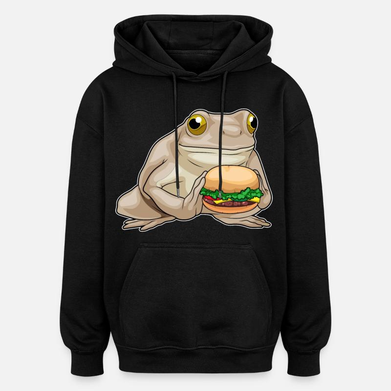 Frog Cheeseburger - Oversized Unisex Hoodie - black