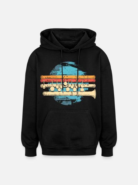 Flute Graphic - Oversized Unisex Hoodie - black