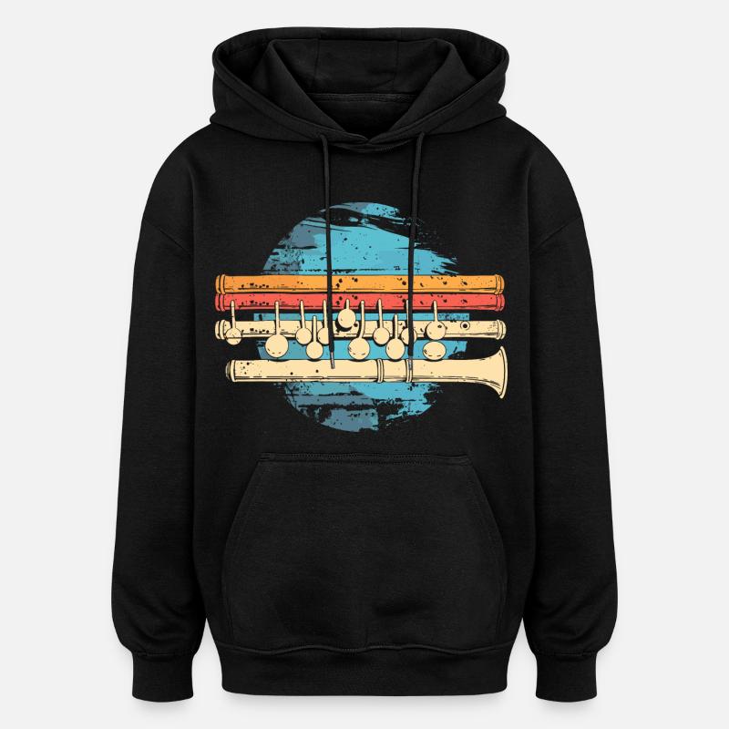 Flûte graphique - Sweat à capuche oversize unisexe - noir