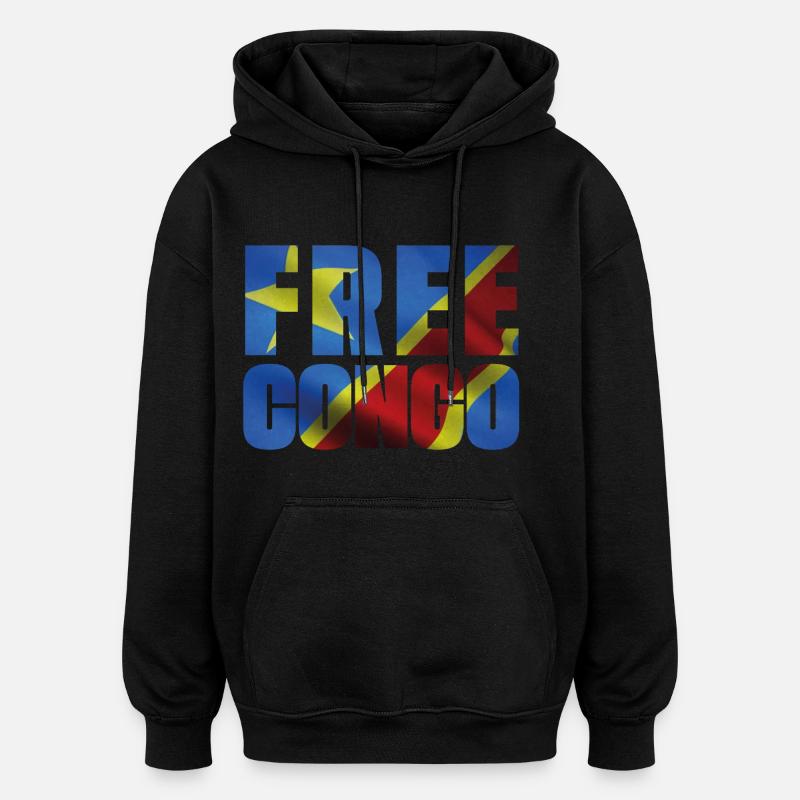 FREE CONGO - Sweat à capuche oversize unisexe - noir