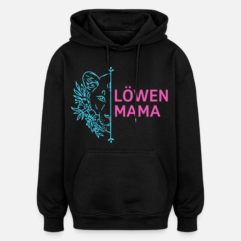 Lion Mom Fleurs Lioness Fleurs - Sweat à capuche oversize unisexe - noir