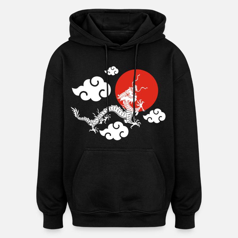 L'envol du dragon blanc - Sweat à capuche oversize unisexe - noir