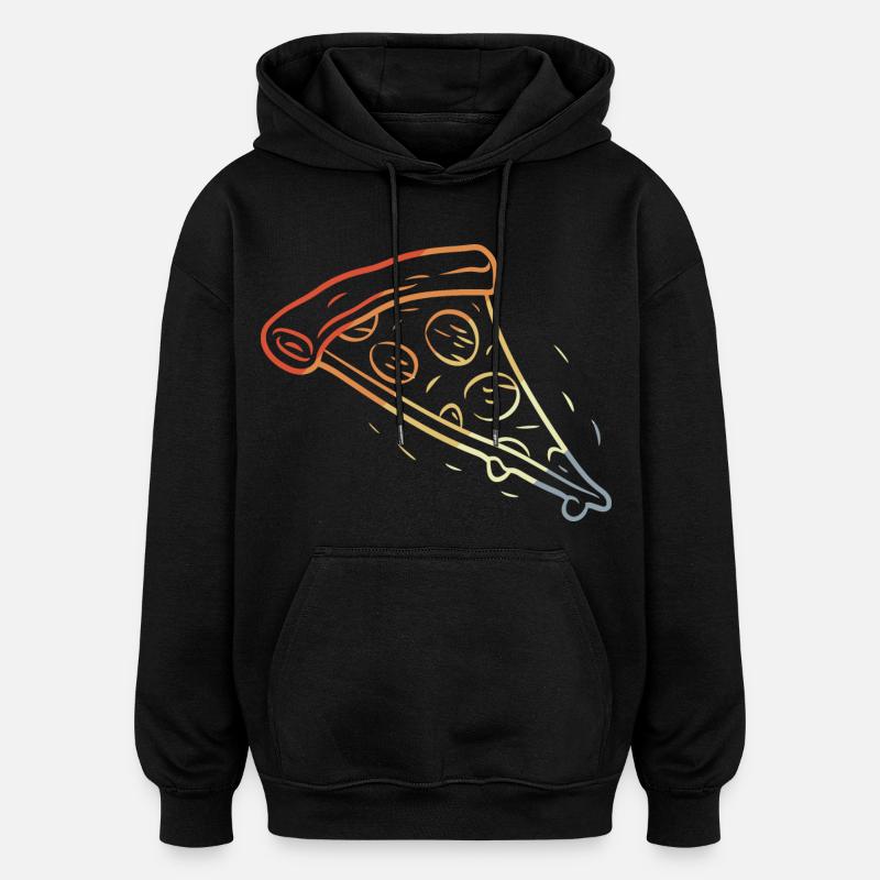 Retro Pizza Scheibe Skizze - Oversized Unisex Hoodie - Schwarz