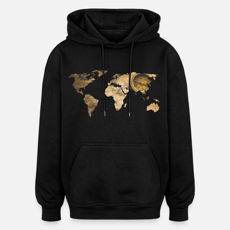 CARTE DU MONDE - Sweat à capuche oversize unisexe - noir