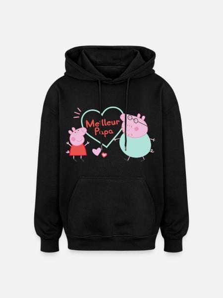Greta Gris Design Meilleur Papa Peppa & Papa Wutz - Oversized luvtröja unisex - svart