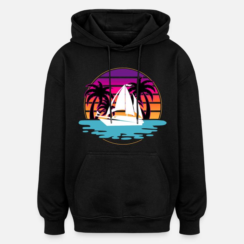 Voilier Marin Voilier - Sweat à capuche oversize unisexe - noir