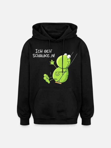 Ich Geh Schaukeln Frosch - Oversized Unisex Hoodie - Schwarz