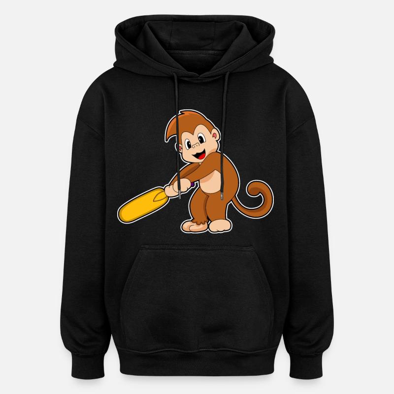 Monkey Cricket Cricket Bat - Sweat à capuche oversize unisexe - noir