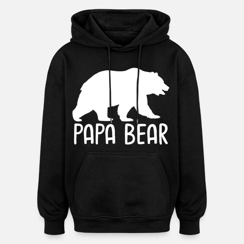 Papa Ours - Sweat à capuche oversize unisexe - noir