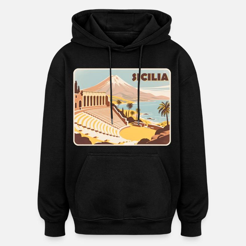 Sizilien - Oversized Unisex Hoodie - Schwarz