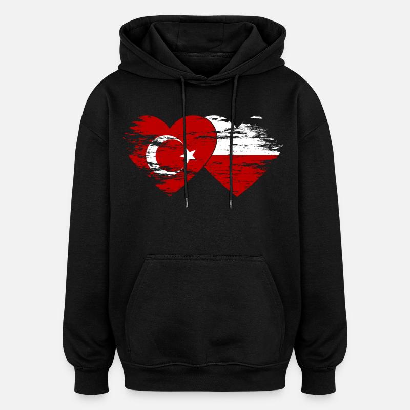Turquie Pologne Drapeau - Sweat à capuche oversize unisexe - noir