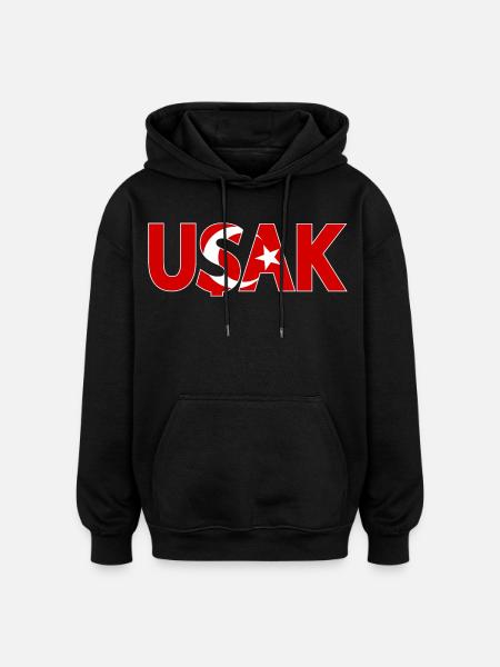 Usak Turkey Flag - Oversized Unisex Hoodie - black