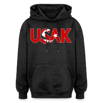 Usak Türkei Flagge - Oversized Unisex Hoodie - Anthrazit - Vorne - Noah (186cm)