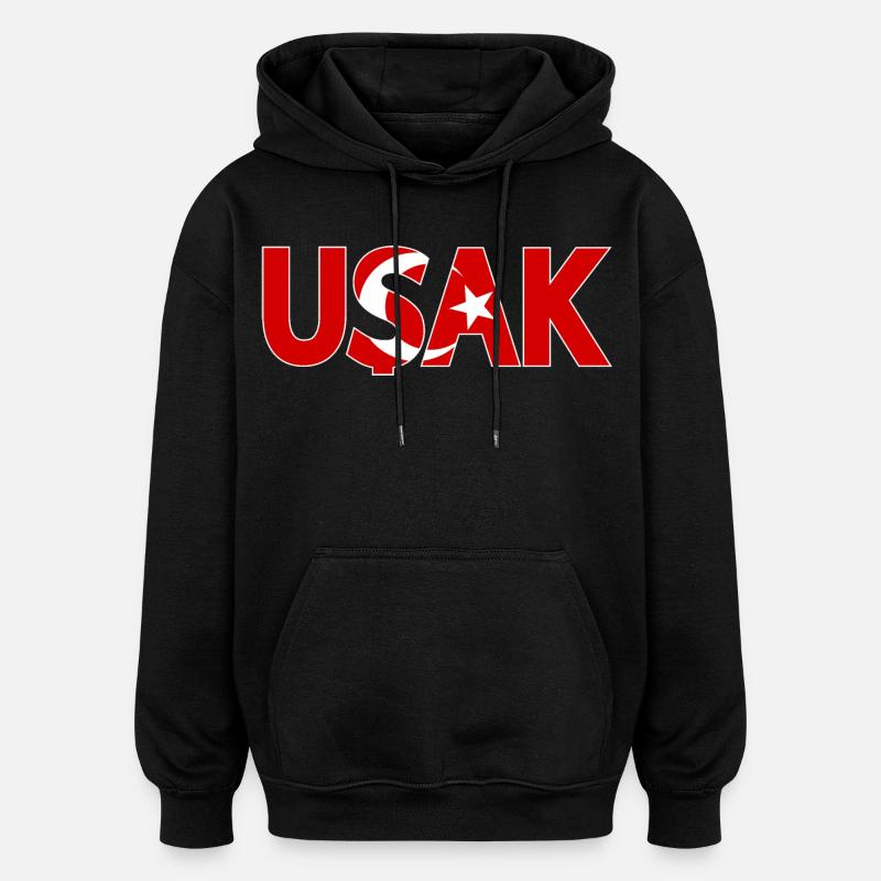 Usak Turkey Flag - Oversized Unisex Hoodie - black