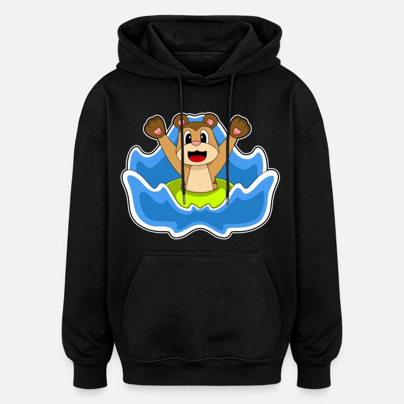 Erdmännchen Schwimmen Schwimmring Sommer - Oversized Unisex Hoodie - Schwarz