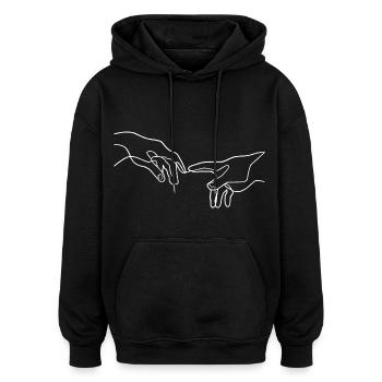The Creation of Adam hands - Oversized Unisex Hoodie - black - Front - Noah (186cm)