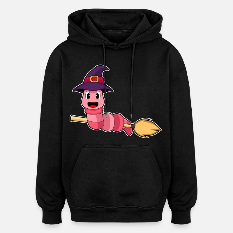 Worm Witch Broom - Oversized Unisex Hoodie - black