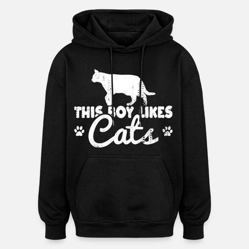 Ce garçon aime les chats - Sweat à capuche oversize unisexe - noir