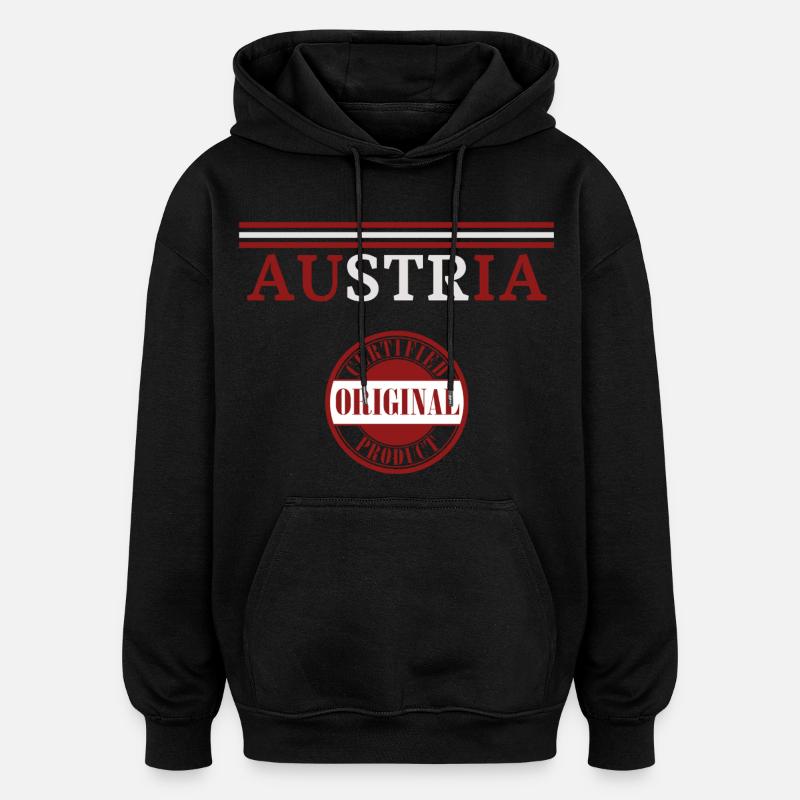 Drapeau de l’Autriche, fierté autrichienne - Sweat à capuche oversize unisexe - noir