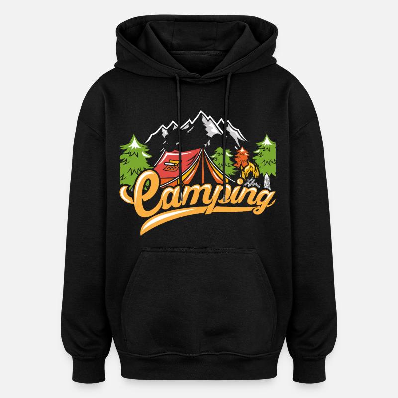 Camping - Sweat à capuche oversize unisexe - noir