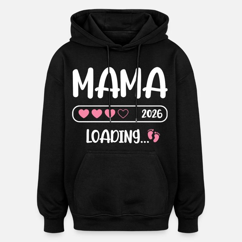 Maman 2026 Annonce de grossesse Chargement - Sweat à capuche oversize unisexe - noir
