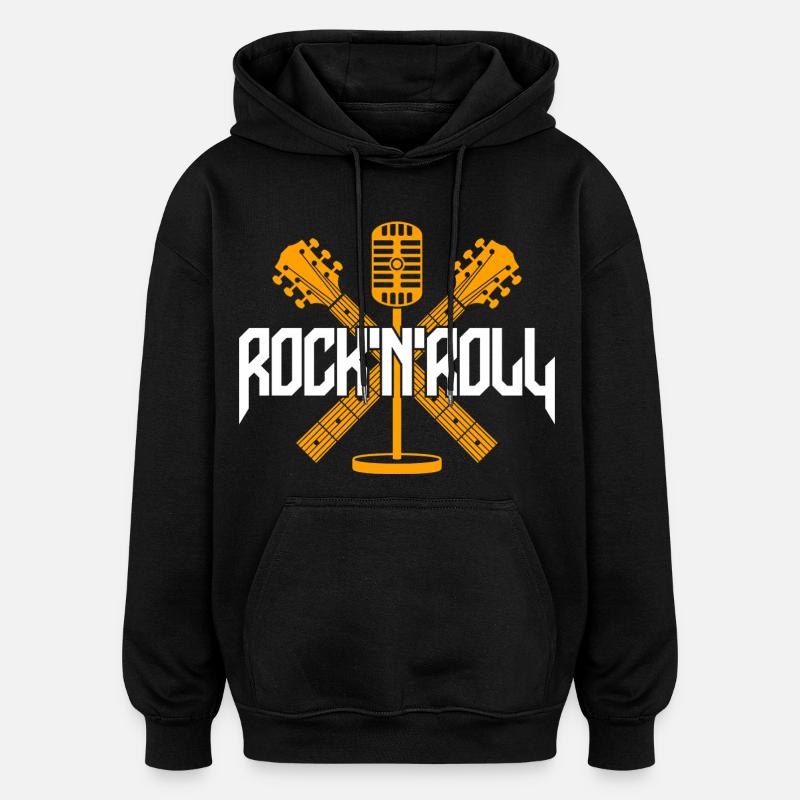 Guitares croisées du microphone RocknRoll - Sweat à capuche oversize unisexe - noir