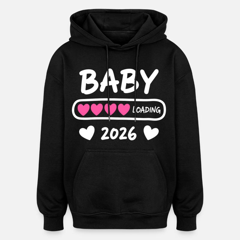 Baby Loading 2026 Pregnancy Parents - Oversized Unisex Hoodie - black