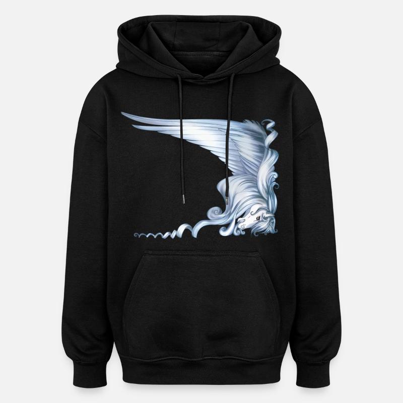 Pegasus Head with Big Wing - Oversized Unisex Hoodie - black