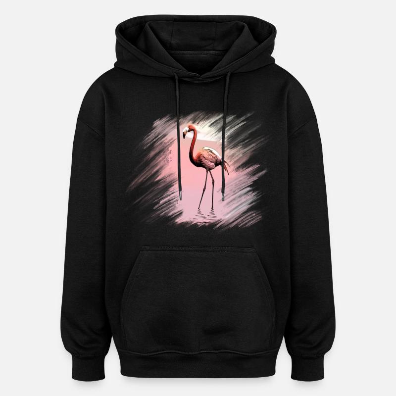 flamingo - Oversized Unisex Hoodie - black