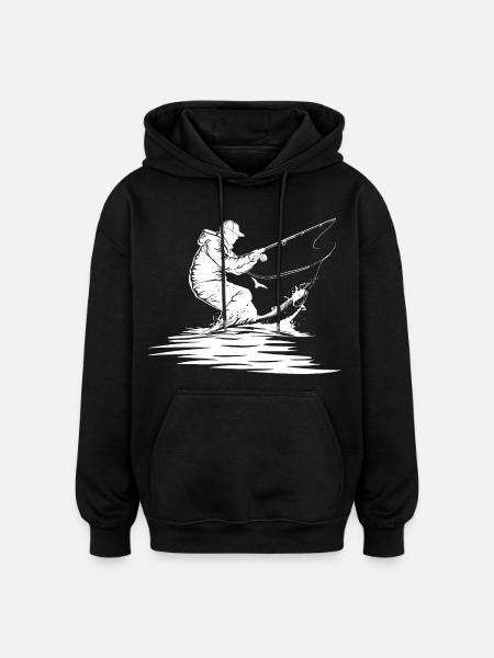Fishing Drawing - Oversized Unisex Hoodie - black