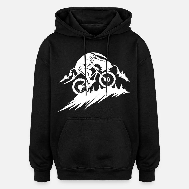 Croquis de VTT - Sweat à capuche oversize unisexe - noir