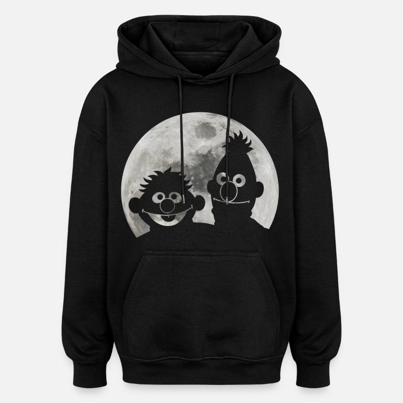 Sesamstraße Ernie & Bert Bei Mondschein - Oversized Unisex Hoodie - Schwarz