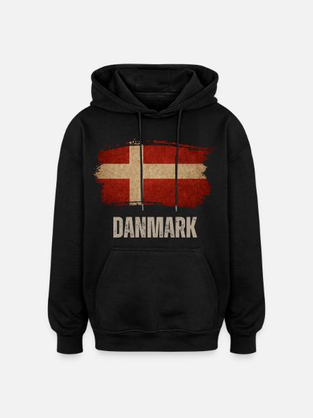 Danmarks Grungeflag, dansk stolthed - Oversize unisex hoodie - sort