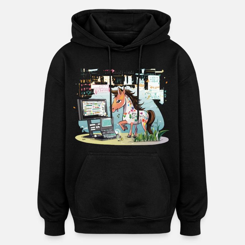 Digital Graffiti Pony - Sweat à capuche oversize unisexe - noir