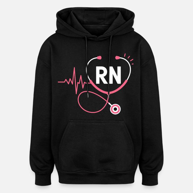 RN Herzschlag Stethoskop - Oversized Unisex Hoodie - Schwarz