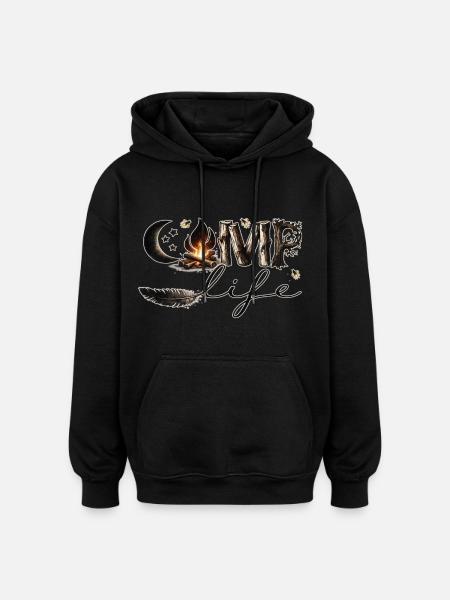 Camp Life – Campfire, Nature & Freedom - Oversized Unisex Hoodie - black