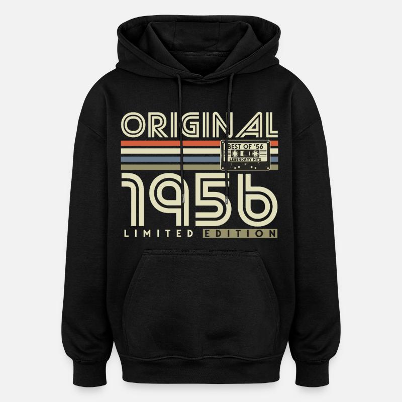 70e anniversaire 1956 cadeau rétro vintage vintage - Sweat à capuche oversize unisexe - noir